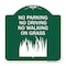 Signmission No Parking Driving or Walking on Grass, Green & White Aluminum Sign, 18" x 18", GW-1818-23626 A-DES-GW-1818-23626 - alternate 1